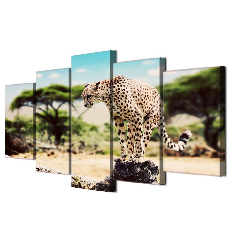 Leopard 5 Piece HD Multi Panel Canvas Wall Art Frame – Original Frame