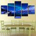 Icebergs Aurora Night Scene 5 Piece HD Multi Panel Canvas Wall Art Frame - Original Frame