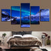 Icebergs Aurora Night Scene 5 Piece HD Multi Panel Canvas Wall Art Frame - Original Frame