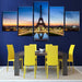 Eiffel Tower Lights 5 Piece HD Multi Panel Canvas Wall Art Frame - Original Frame