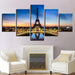 Eiffel Tower Lights 5 Piece HD Multi Panel Canvas Wall Art Frame - Original Frame