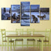 Wolves Howling 5 Piece HD Multi Panel Canvas Wall Art Frame - Original Frame