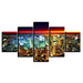 Modern City Lights 5 Piece HD Multi Panel Canvas Wall Art Frame - Original Frame