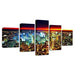 Modern City Lights 5 Piece HD Multi Panel Canvas Wall Art Frame - Original Frame