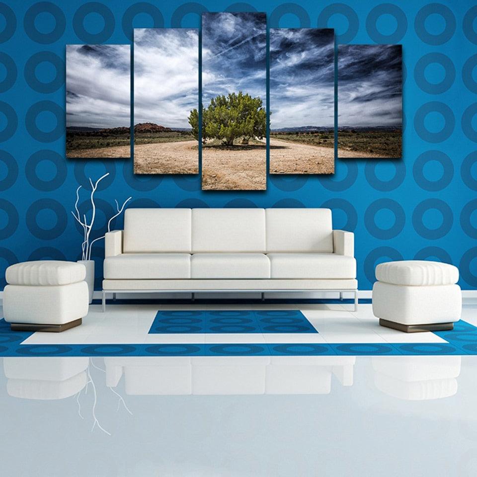 Juniper Tree 5 Piece HD Multi Panel Canvas Wall Art Frame - Original Frame