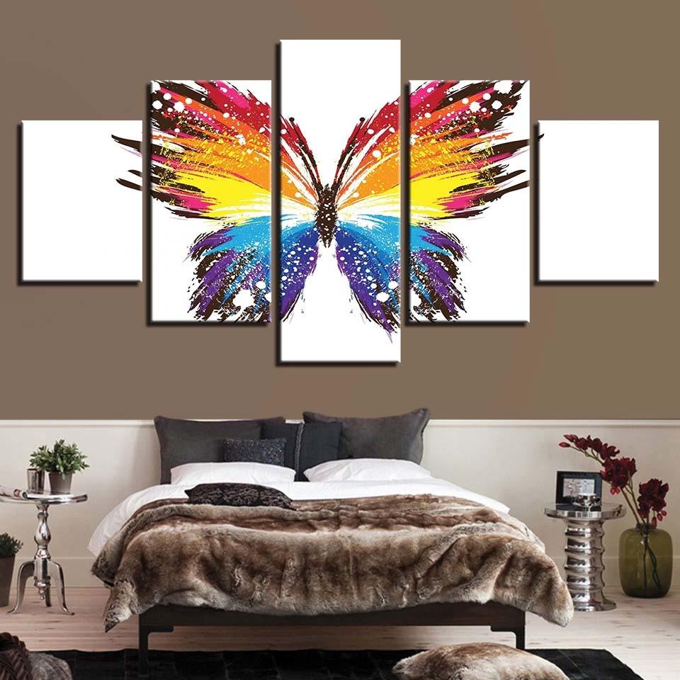 Butterfly 5 Piece HD Multi Panel Canvas Wall Art Frame - Original Frame