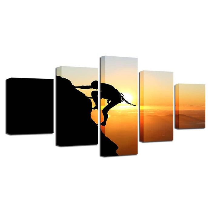 Rock Climbing 5 Piece HD Multi Panel Canvas Wall Art Frame - Original Frame