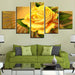 Yellow Rose Flower 5 Piece HD Multi Panel Canvas Wall Art Frame - Original Frame