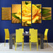 Yellow Rose Flower 5 Piece HD Multi Panel Canvas Wall Art Frame - Original Frame