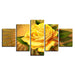 Yellow Rose Flower 5 Piece HD Multi Panel Canvas Wall Art Frame - Original Frame