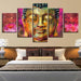 Buddha With Flowers 5 Piece HD Multi Panel Canvas Wall Art Frame - Original Frame