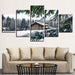 House In The Winter 5 Piece HD Multi Panel Canvas Wall Art Frame - Original Frame