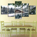 House In The Winter 5 Piece HD Multi Panel Canvas Wall Art Frame - Original Frame