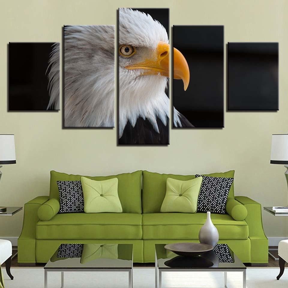 Bald Eagle 5 Piece HD Multi Panel Canvas Wall Art Frame - Original Frame