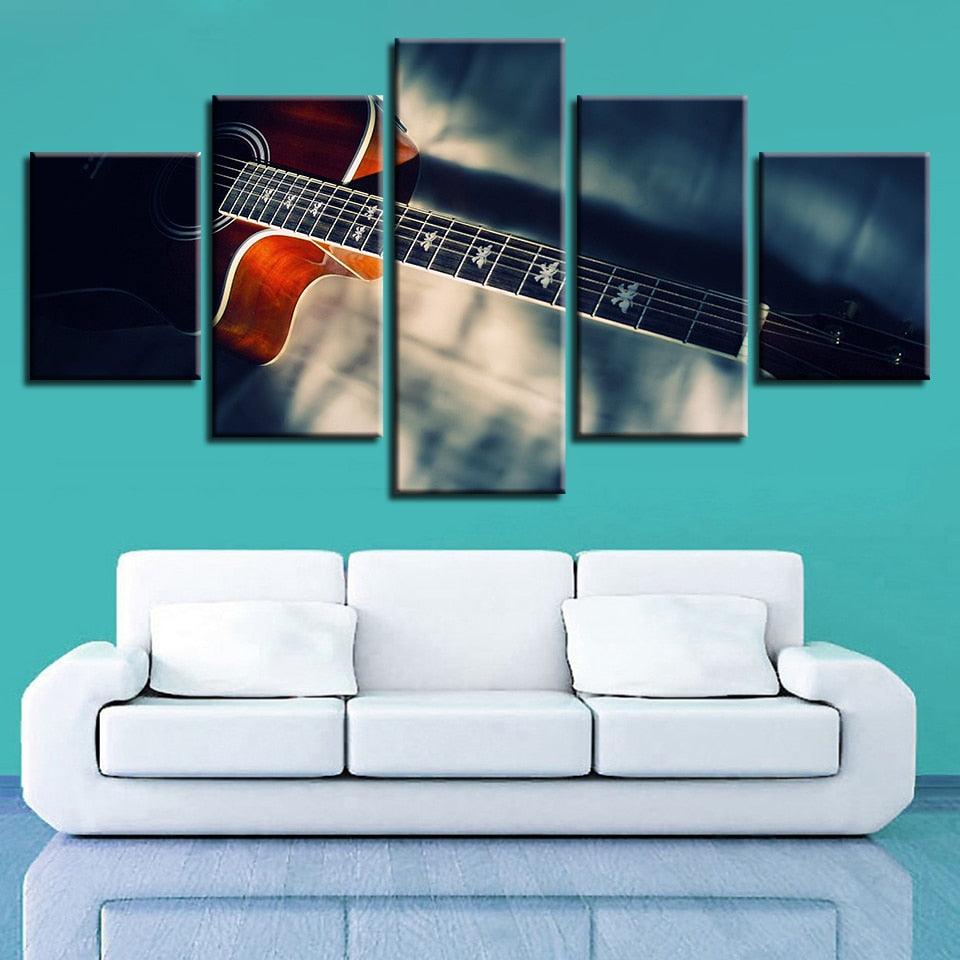 Retro Music 5 Piece HD Multi Panel Canvas Wall Art Frame - Original Frame