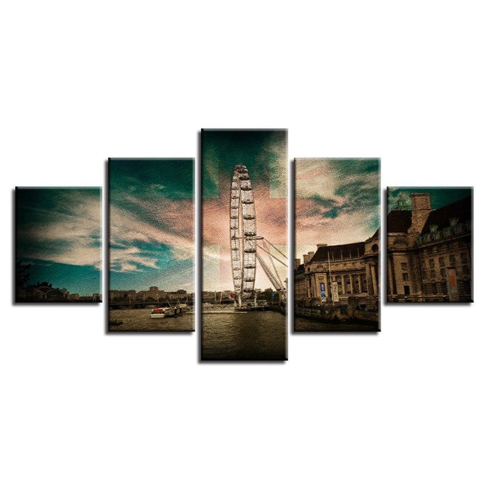 Giant Wheel 5 Piece HD Multi Panel Canvas Wall Art Frame - Original Frame