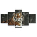 Tiger In Snow 5 Piece HD Multi Panel Canvas Wall Art Frame - Original Frame