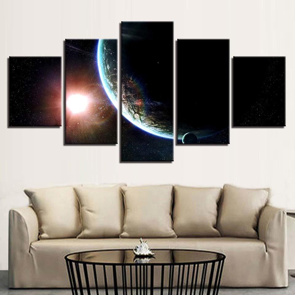Earth & Mars 5 Piece HD Multi Panel Canvas Wall Art Frame - Original Frame