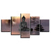 Statue of Buddha 5 Piece HD Multi Panel Canvas Wall Art Frame - Original Frame