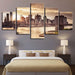 Brooklyn Bridge 5 Piece HD Multi Panel Canvas Wall Art Frame - Original Frame