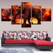 Elephant on Fire 5 Piece HD Multi Panel Canvas Wall Art Frame - Original Frame