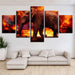 Elephant on Fire 5 Piece HD Multi Panel Canvas Wall Art Frame - Original Frame