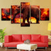 Elephants 5 Piece HD Multi Panel Canvas Wall Art Frame - Original Frame