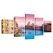 Ships And Buildings 5 Piece HD Multi Panel Canvas Wall Art Frame - Original Frame