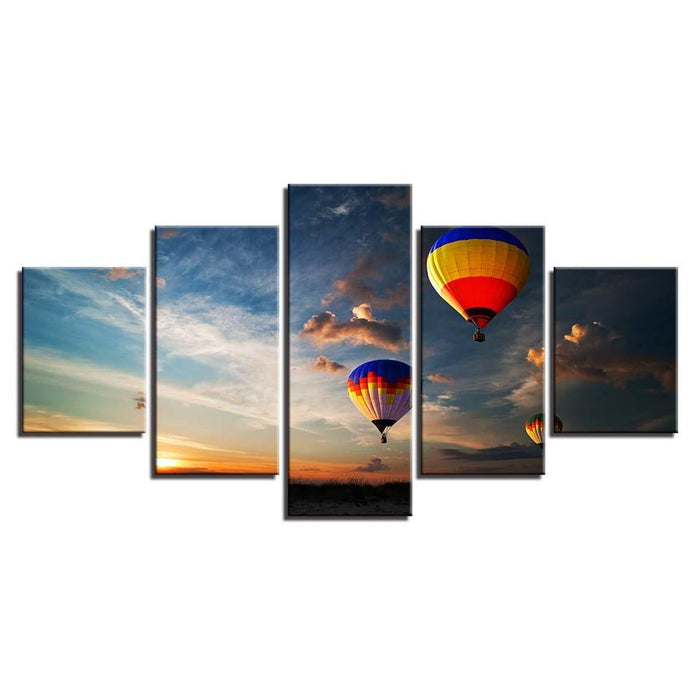 Hot Air Balloon 5 Piece HD Multi Panel Canvas Wall Art Frame - Original Frame