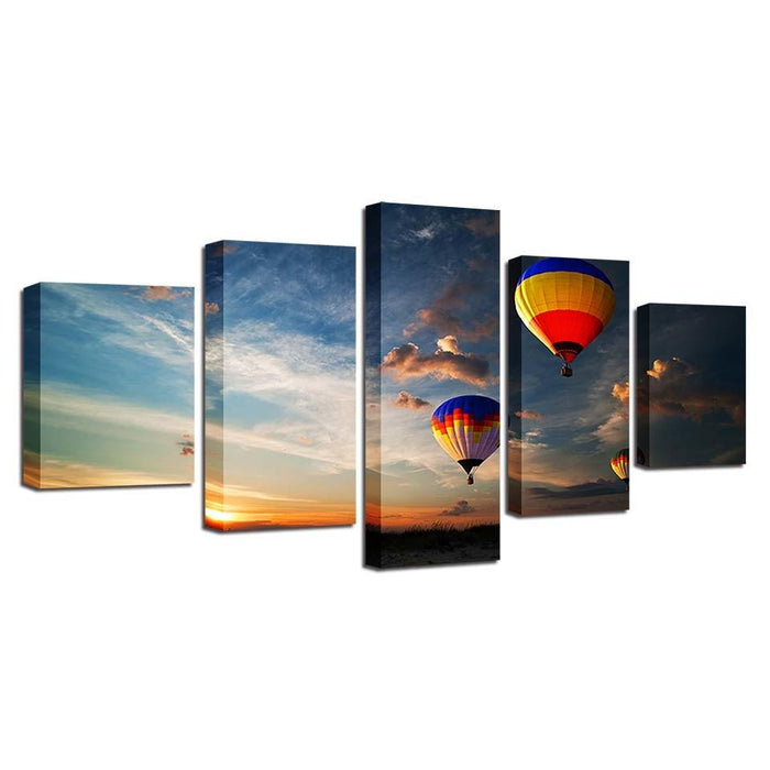 Hot Air Balloon 5 Piece HD Multi Panel Canvas Wall Art Frame - Original Frame