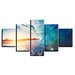 Sunny Seawave 5 Piece HD Multi Panel Canvas Wall Art Frame - Original Frame