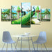 Peacock In Garden 5 Piece HD Multi Panel Canvas Wall Art Frame - Original Frame