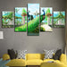 Peacock In Garden 5 Piece HD Multi Panel Canvas Wall Art Frame - Original Frame