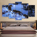 Wolves In The Snow 5 Piece HD Multi Panel Canvas Wall Art Frame - Original Frame