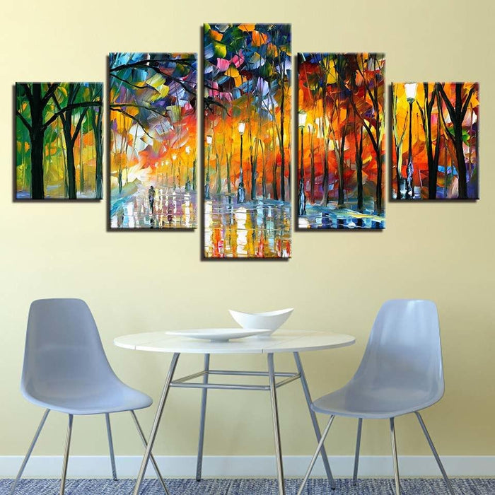 Painted Park Walkway 5 Piece HD Multi Panel Canvas Wall Art Frame - Original Frame