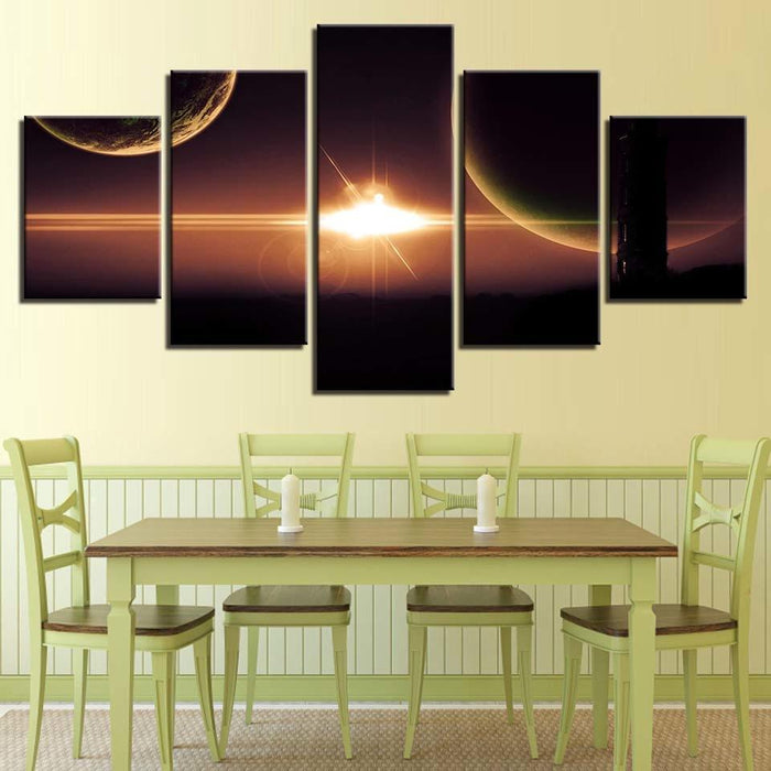 Planets & Light 5 Piece HD Multi Panel Canvas Wall Art - Original Frame