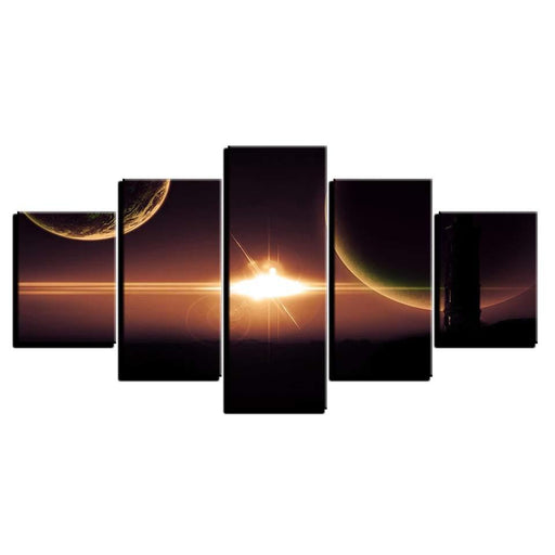 Planets & Light 5 Piece HD Multi Panel Canvas Wall Art - Original Frame