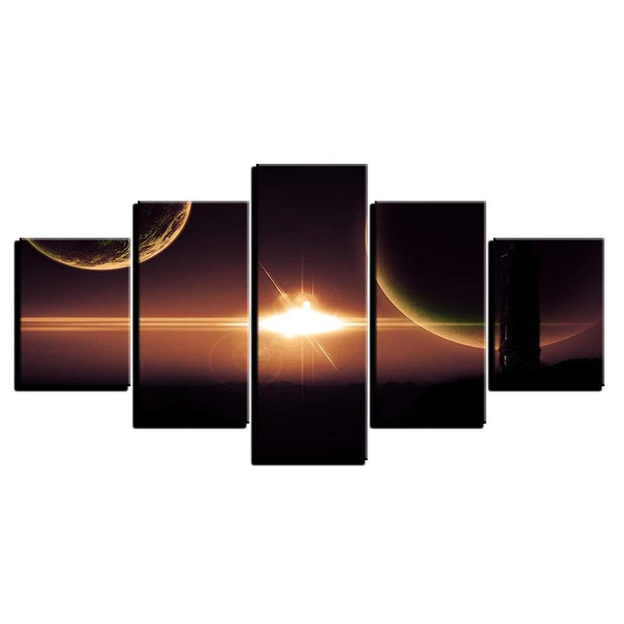 Planets & Light 5 Piece HD Multi Panel Canvas Wall Art - Original Frame