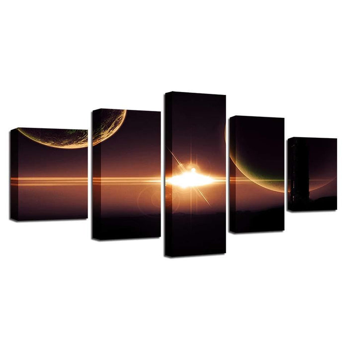 Planets & Light 5 Piece HD Multi Panel Canvas Wall Art - Original Frame