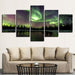 Green Forest Aurora Lake 5 Piece HD Multi Panel Canvas Wall Art Frame - Original Frame