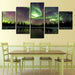 Green Forest Aurora Lake 5 Piece HD Multi Panel Canvas Wall Art Frame - Original Frame