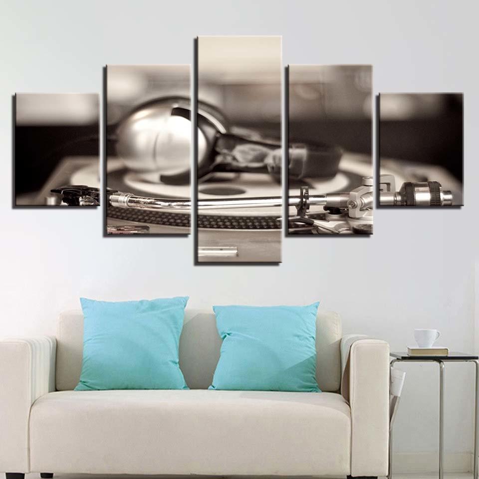 Old Music Record 5 Piece HD Multi Panel Canvas Wall Art Frame - Original Frame