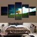 Grass Tree And White Cloud Scenery 5 Piece HD Multi Panel Canvas Wall Art Frame - Original Frame