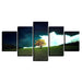 Grass Tree And White Cloud Scenery 5 Piece HD Multi Panel Canvas Wall Art Frame - Original Frame