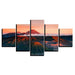 Sunset Volcano Mountains 5 Piece HD Multi Panel Canvas Wall Art Frame - Original Frame