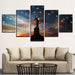 Statue of Liberty And The Flag 5 Piece HD Multi Panel Canvas Wall Art Frame - Original Frame