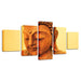 Wooden Buddha Statue 5 Piece HD Multi Panel Canvas Wall Art Frame - Original Frame