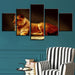 Lion 5 Piece HD Multi Panel Canvas Wall Arts Frames Set - Original Frame