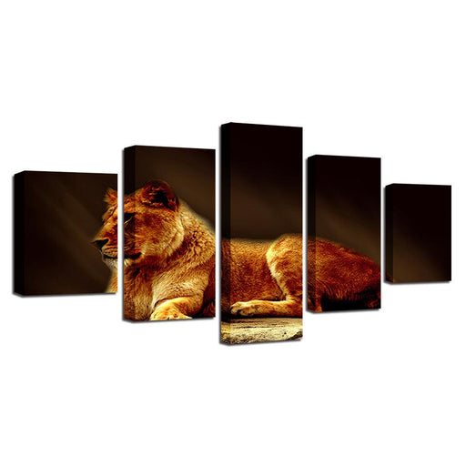 Lion 5 Piece HD Multi Panel Canvas Wall Arts Frames Set - Original Frame