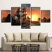 Sunset Mountain Retro Sailing 5 Piece HD Multi Panel Canvas Wall Art Frame - Original Frame